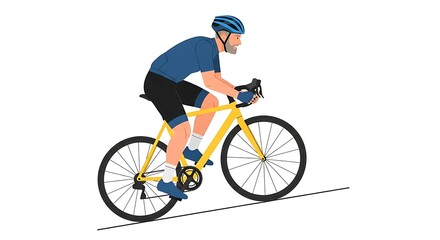 Obraz premium Man Cycling Upward on Yellow Road Bike for Fitness