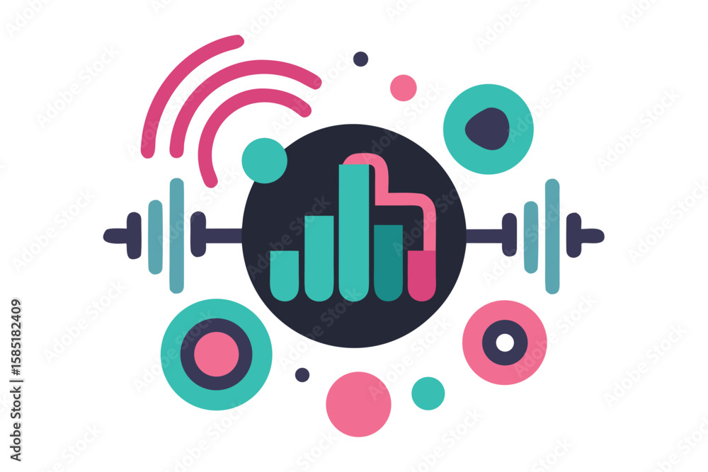 Aufkleber colorful abstract illustration representing data visualization with audio waveforms and sound concep