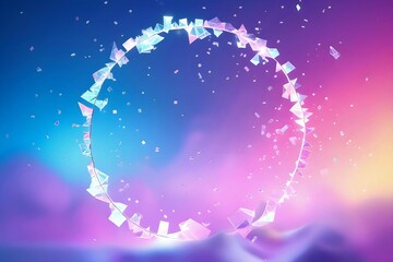 Holographic Polygon Circle Made of Floating Fragments – Futuristic Background