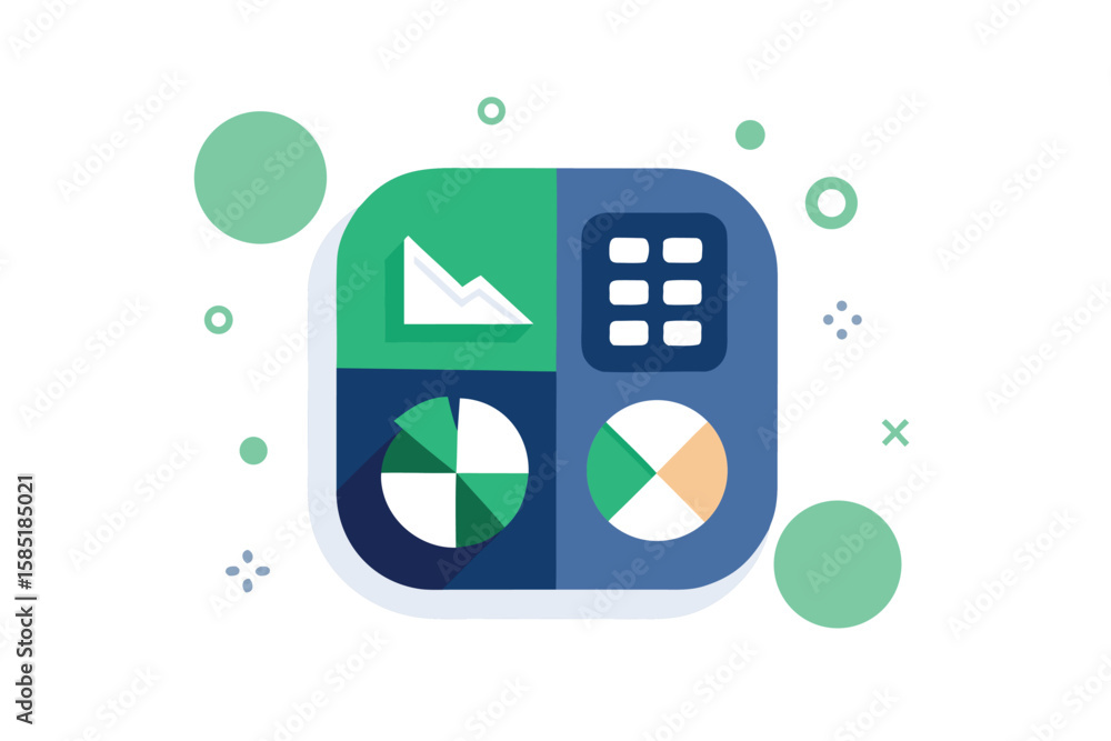 Poster modern flat design with infographic elements depicting financial analysis and data visualization for
