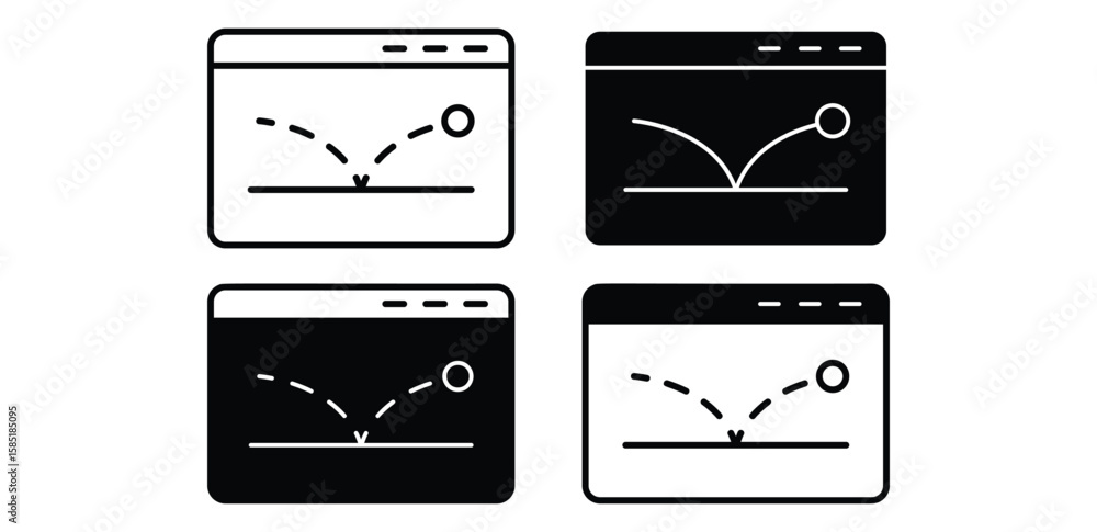 Poster simple black and white bounce rate icons for website analytics vector design collections