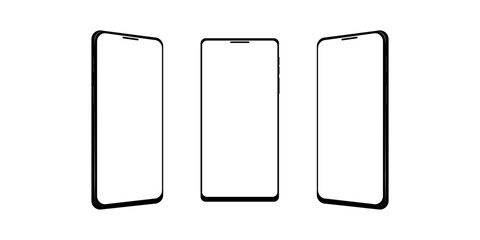 Realistic smartphone mockup with blank white screen.