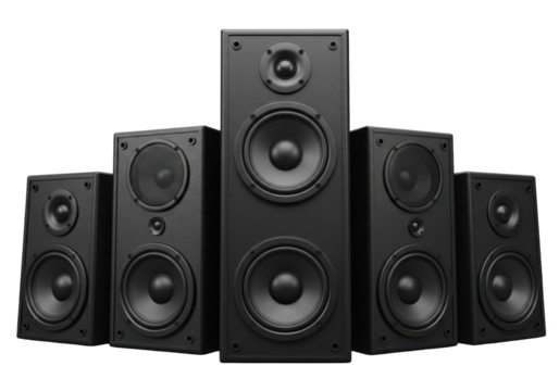 Isolated Surround Sound Speakers Arranged for Immersive Audio Experience