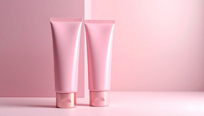 Pastel Pink Cosmetic Tube Packaging for beauty products and cosmetics