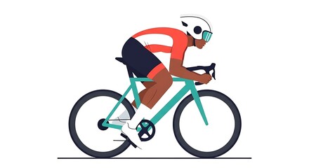 Fototapeta premium Person Riding Bicycle with Helmet and Glasses on Isolated White Background