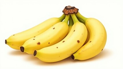Bunch of ripe bananas on a white background.