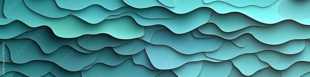 Poster elegant soft mint to teal gradient with gentle wave texture pattern for serene oceanic background