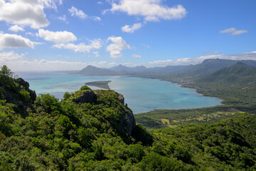 View of coastline from the trail to Le Morne mountain top