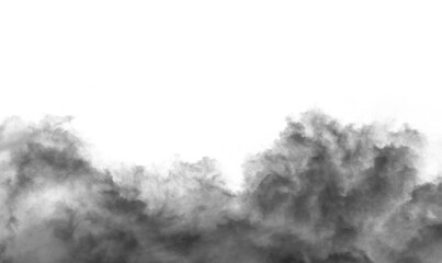 black cloud fluffy, fog or mistry or smoke for overlay and design. isolated on transparent background. PNG file