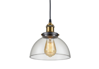 Isolated Vintage Style Pendant Light with Edison Bulb
