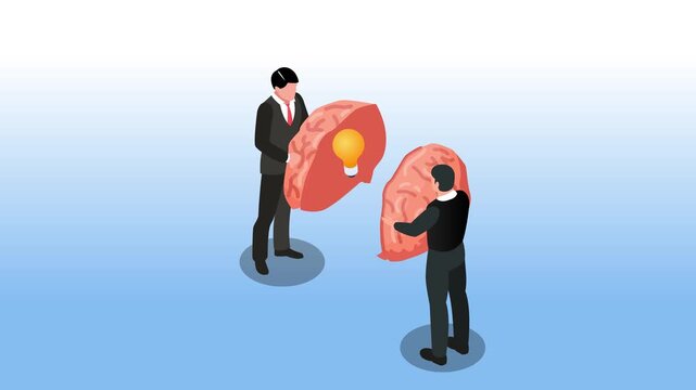 Idea Sharing and Knowledge Transfer Concept Between Professionals 3d animation cartoon