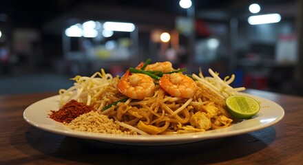 Delicious Thai Pad Thai with Shrimp: A Culinary Delight from Thailand