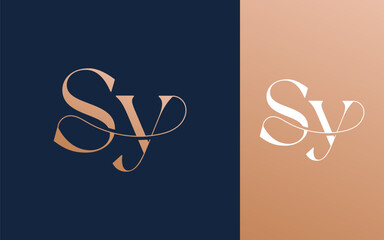 Initial letter SY YS logo design vector illustration for couple, wedding, and business