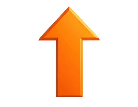  Bright orange arrow pointing upward isolated on transparent background PNG