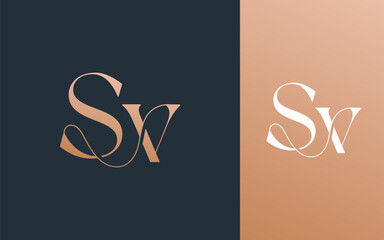 Initial letter SV VS logo design vector illustration for couple, wedding, and business