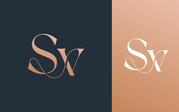 Initial letter SV VS logo design vector illustration for couple, wedding, and business