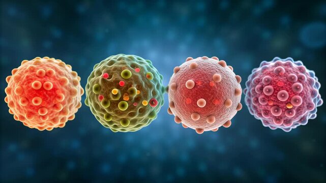 Tumor suppression concept ,Vibrant Microorganism and Virus Structures Colorful Biology Showcasing Intricate Details and Diversity