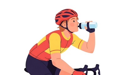 Cyclist Drinking Water on Bike Ride for Hydration