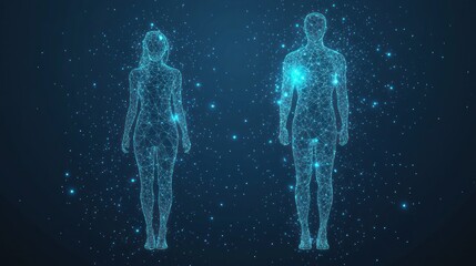 Abstract polygonal man and woman.