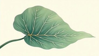 Detailed illustration of a single, light green leaf.