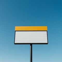 "Bold Yellow Outdoor Signpost Against a Clear Blue Sky"