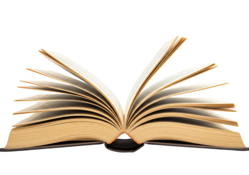 Isolated Open Book with Turning Pages
