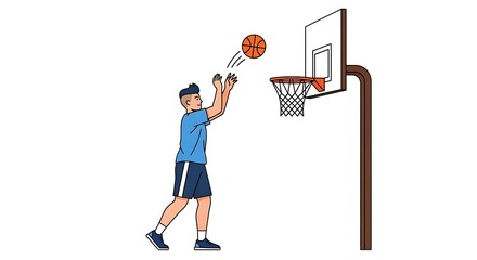 Person Shooting a Basketball Toward Hoop for Sport Activity
