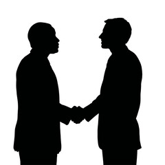  Two Business Professionals Shaking Hands Silhouette on White Background