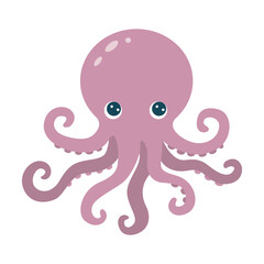 Octopus. Cartoon style illustration. Vector on white background.