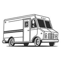 Black and white delivery van truck vehicle