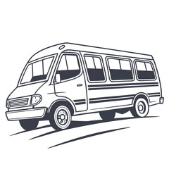 Boxy minibus vehicle with multiple windows transport travel