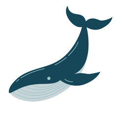 Vector illustration of whale in cartoon style.