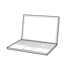 ノートパソコンの線画イラスト