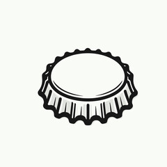 Bottle cap illustration in black and white minimalist design  