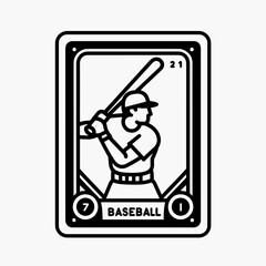 Baseball player with bat illustrated on trading card design  