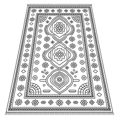 A beautiful line drawing of a carpet coloring page