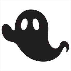 Silhouette Style Vector Halloween Ghost Logo Design – Scary Spooky Spirit Illustration for Holiday Decorations, Party Invitations, T-Shirt Prints, and Seasonal Branding Elements