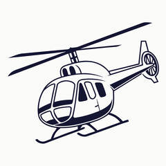 Dark blue helicopter silhouette in flight aviation transport