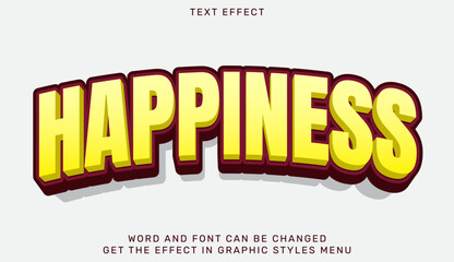 Bold 3d text effect celebrating the concept of happiness in bright colors