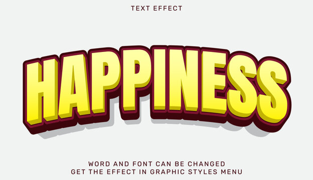 Bold 3d text effect celebrating the concept of happiness in bright colors