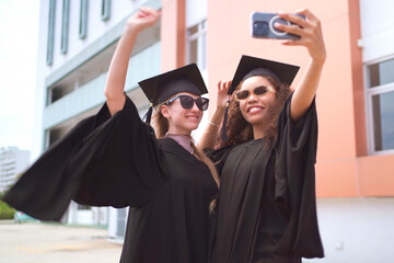 Graduated student celebrating their graduation ceremony.