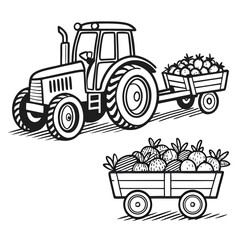 Farm tractor carrying harvest trailer agriculture