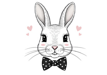Obraz premium Isolated Bunny with Bowtie