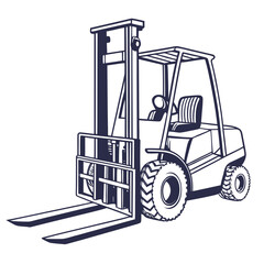 Forklift vehicle with forks and wheels industrial machinery