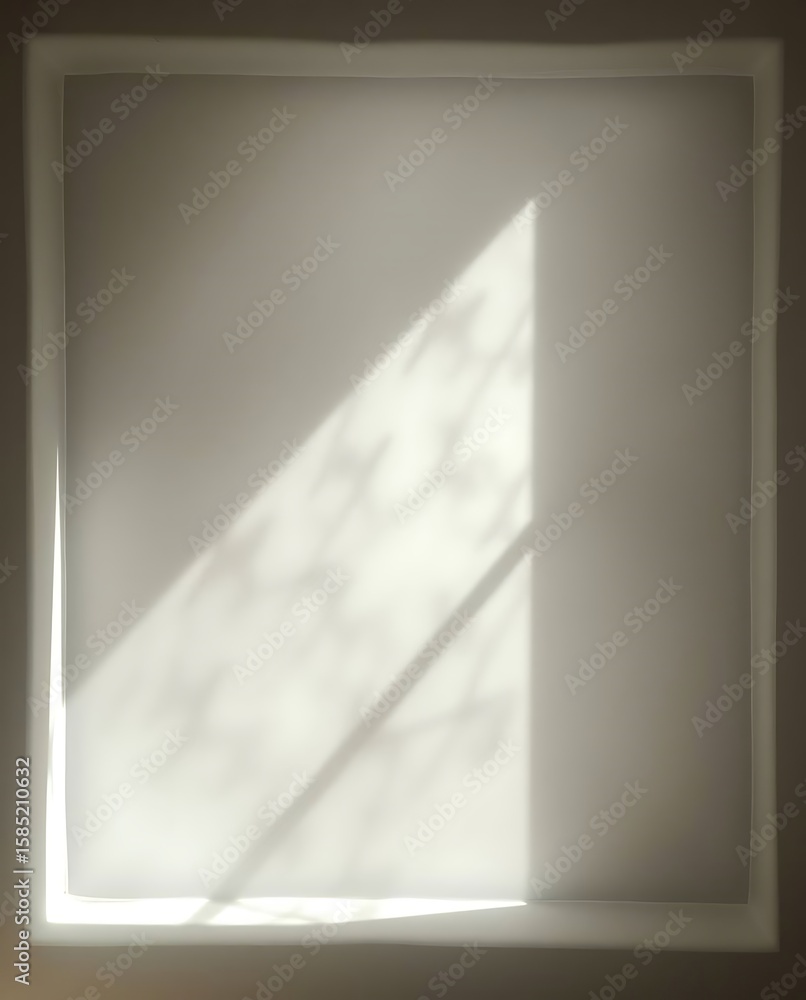 Poster abstract shadow play: geometric light patterns on a textured wall background