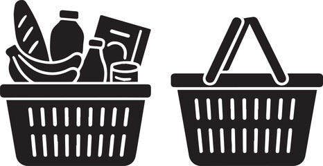  food products in shopping basket vector isolated on white background..eps © Shafiavect