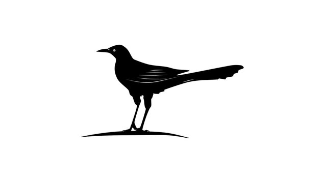 Slender-billed Grackle bird, black isolated silhouette