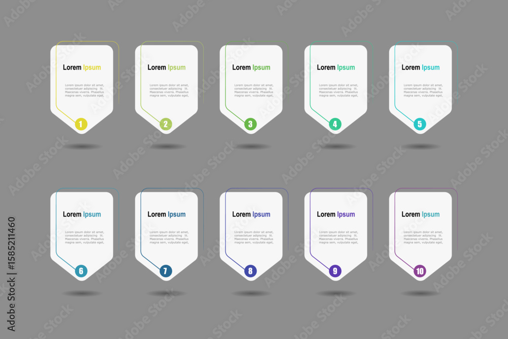 Canvas Prints for business concept with 10 steps infographics, arrow shape with multicolor label, design for workf