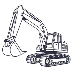 Naklejka premium Heavy machinery excavator digging construction vehicle