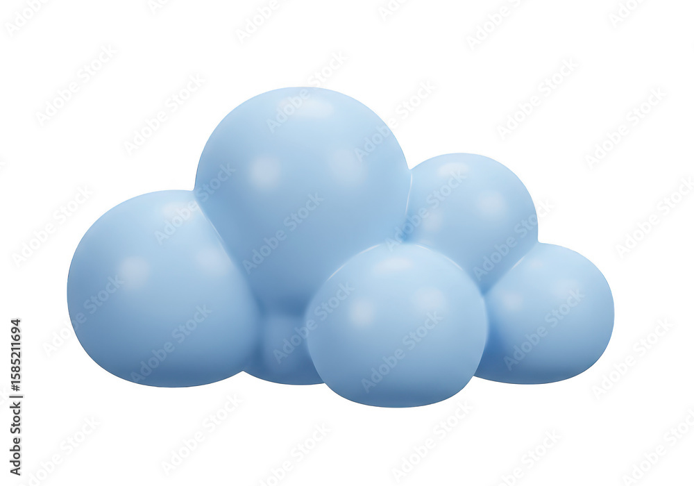 Poster a cluster of soft blue spherical clouds, presented in a clean, isolated composition isolated on tran